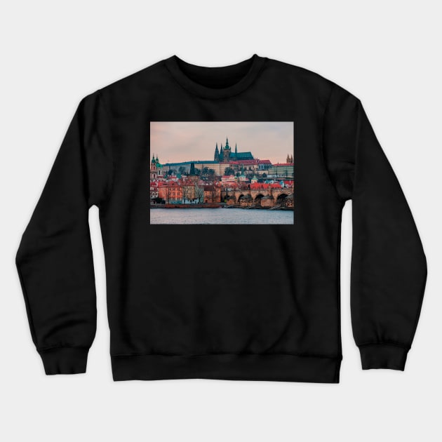 Prague Castle and Charles Bridge Crewneck Sweatshirt by Photomisak72